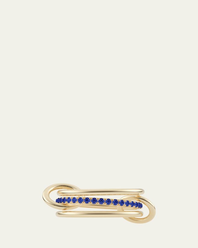 18K Yellow Gold Sonny Bleu 3-Link Ring with Blue Sapphires